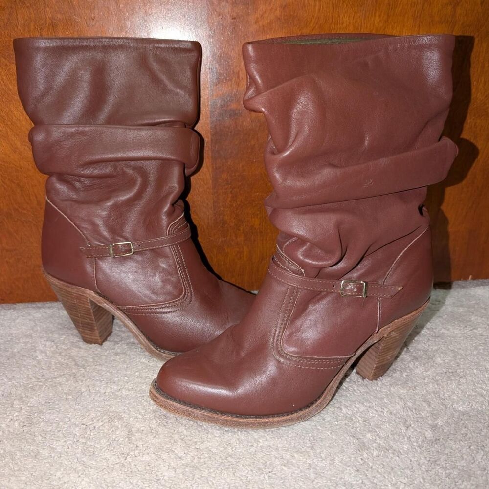 Vintage 70s Dexter Women's red brown leather Boots